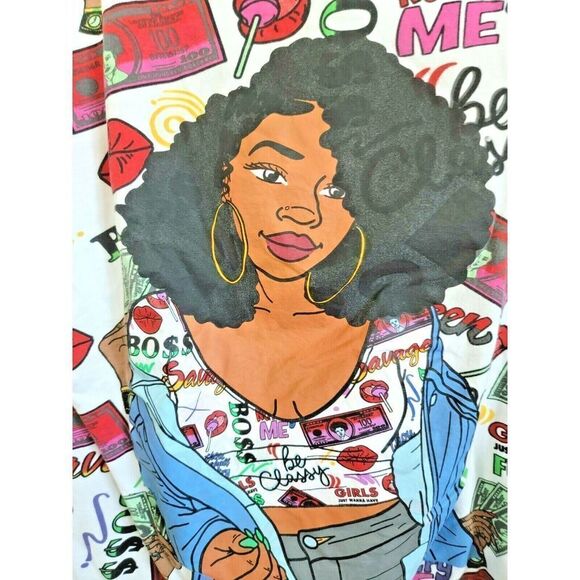 On Fire 3X Women's Plus Tie Hem Vintage Shirt CD4 Multi Size 3X Money Queen - Picture 3 of 6